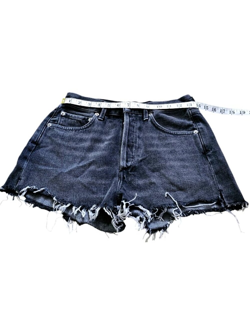 Agolde Premium High-Rise Distressed Denim Shorts Size 26 Gray Frayed Hem - Picture 11 of 11